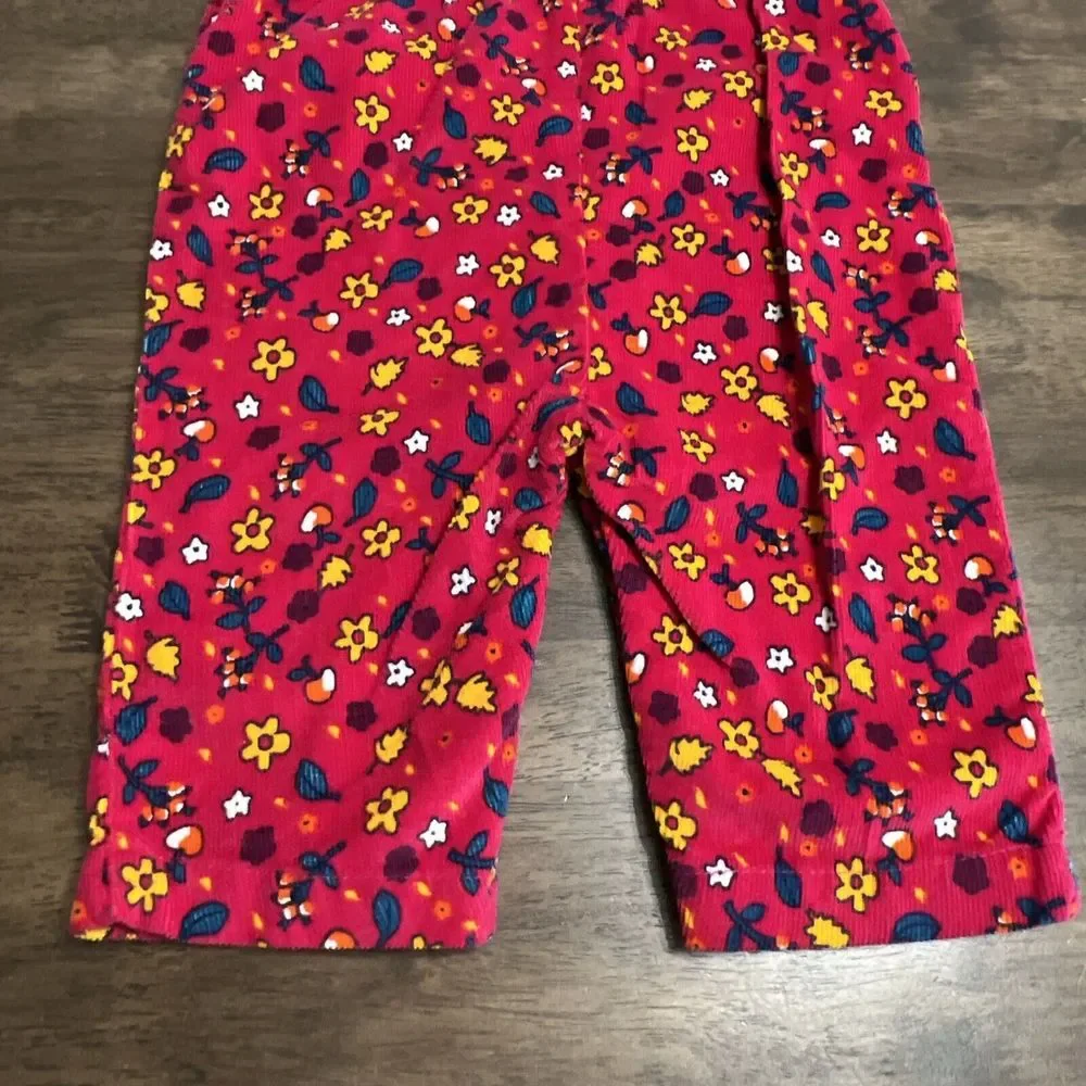 Vintage Little North West Blue Overalls Corduroy Floral Flowers‎ Pink 0-6 Months